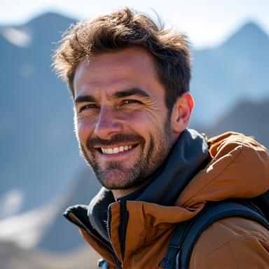 Ritratto professionale di Davide Gallo, guida alpina in montagna.